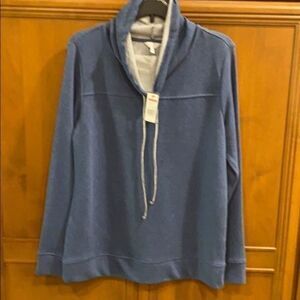 Crown & Ivy Cowl Neck Sweatshirt Blue